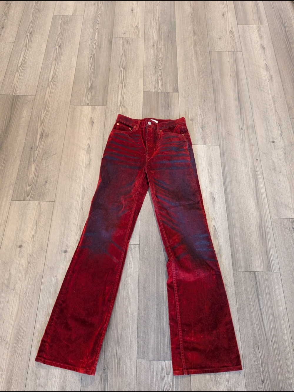 Re/Done Red Velvet Wide-Leg Jeans
